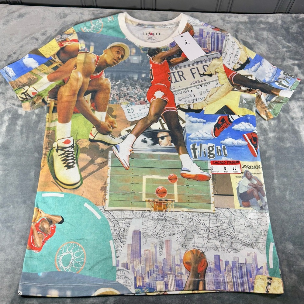 Jordan Flight Essentials Short Sleeve T Shirt Mens L Graphic All Over Print NWT